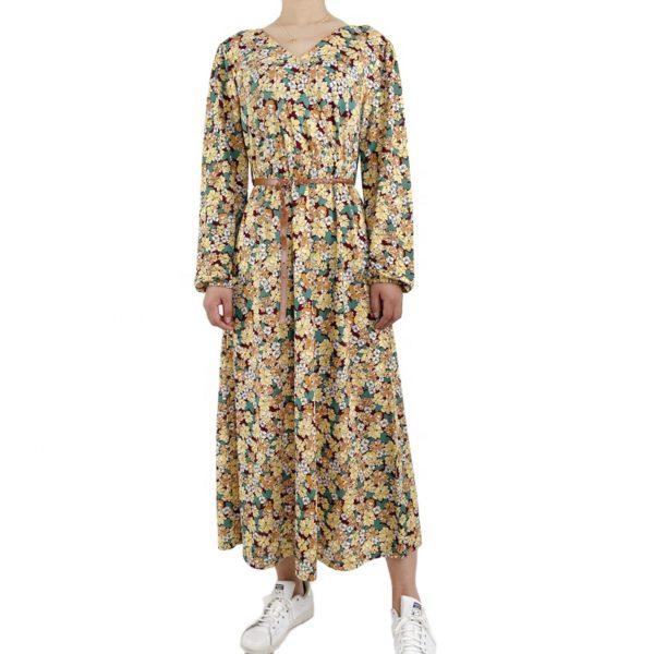 V-neck Women Maxi Floral Dresses